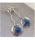 Boucles d'oreilles longue en zinc perle bleue en résine