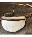 Sac banane canvas blanche et cuir