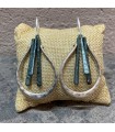 Boucles d'oreilles goutte BiColor Argent et Vert oxydé , en alliage de Zinc