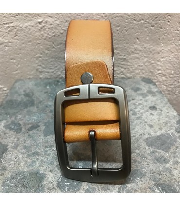 Ceinture cuir véritable beige ajustable