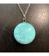 Collier en acier inoxydable Argent et son pendentif rond en Howlite Bleu turquoise