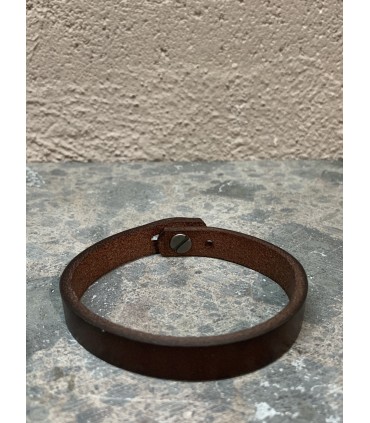 Bracelet en Cuir marron avec fermoir bouton en acier inoxydable réglable en 2 tailles