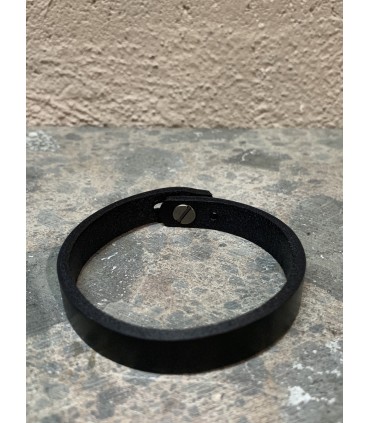 Bracelet en Cuir NOIR avec fermoir bouton en acier inoxydable réglable en 2 tailles