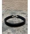 Bracelet en Cuir NOIR avec fermoir S en acier inoxydable