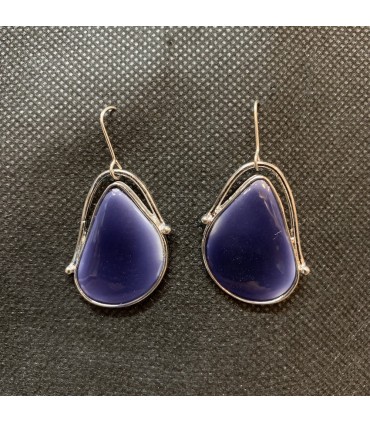 Boucles d'oreilles vintage, émaillée bleu roi