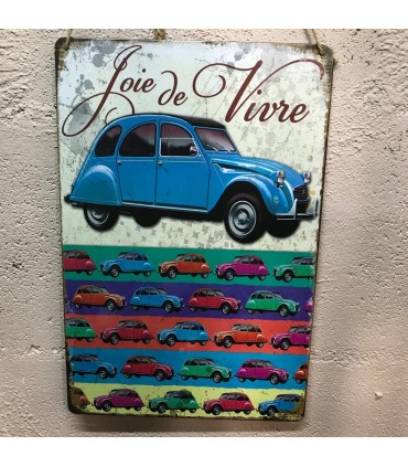 Plaque métallique vintage décorative 2CV